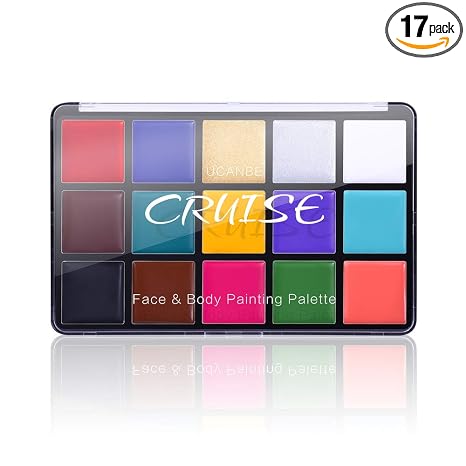 UCANBE Face Body Paint Oil, Professional 15 Colors FX Makeup Palette- Non Toxic Hypoallergenic Safe Facepaint for Halloween, Cosplay Costumes, Parties and Festivals - sugar skull makeup