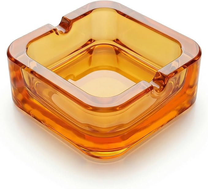 Crystal Glass Ashtray,Vintage Square for Home,Office,Bar Use - skull ashtray