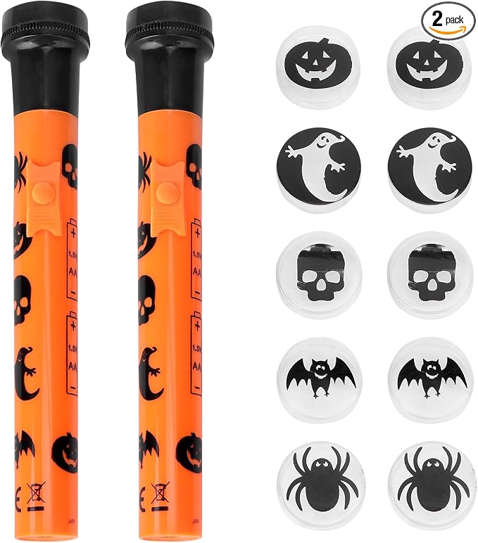 2 Sets Halloween Projector Lamp Flashlight Halloween Party Favors for Kids