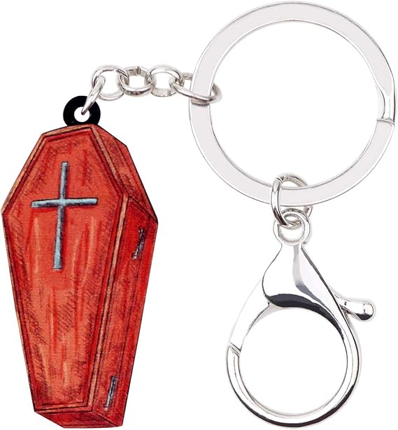 WEVENI Acrylic Halloween Keychain Accessories Spooky Gifts,Skull Coffin Voodoo Doll Witch Purse Charms for Handbags Backpack - sugar skull handbags for sale
