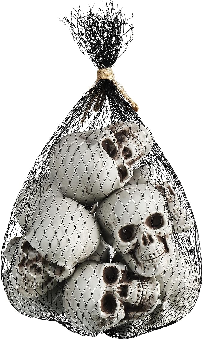 Boao 10 Pcs Halloween Mini Skull Heads 2.3” Plastic Skeleton Skulls Decor