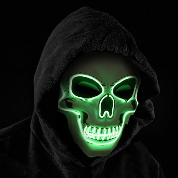 OceanWings Halloween Mask LED Light up Costumes Scary Mask for Party Supplies Favor - sugar skull costume