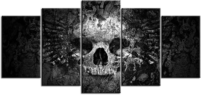 Nachic Wall Black White Vintage Skull Wall Art Moody Skeleton Decor