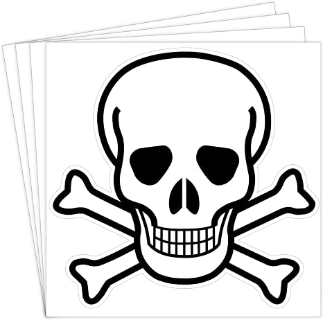 dealzEpic - Die Cut Skull and Crossbones Sign Symbol - Self Adhesive Peel and Stick Vinyl Decal/Cool Laptop Sticker - 3.94 x 3.94 inches | Pack of 4 Pcs - skull sticker