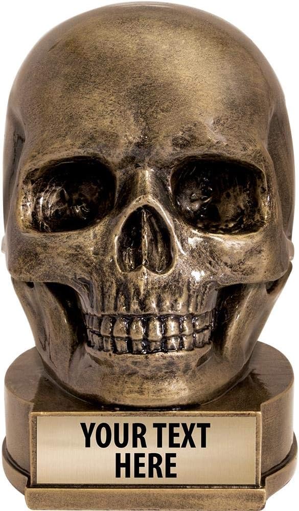 Crown Awards Halloween Skull Sculpture Trophy with Your Text, Personalized 4.25" Skeleton Trophy Award with Custom Engraving - sugar skull costume