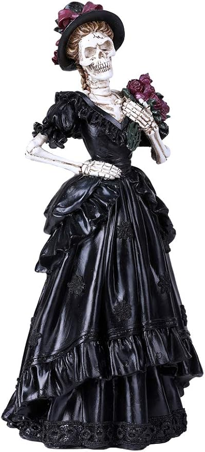 Pacific Giftware Day of The Dead Skeleton Black Dress Bride Resin Figurine - skull figurine