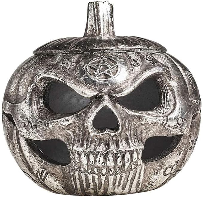 Alchemy Pumpkin Skull Pot – Gothic Halloween Design Trinket Tray/Storage Box – for LED Light