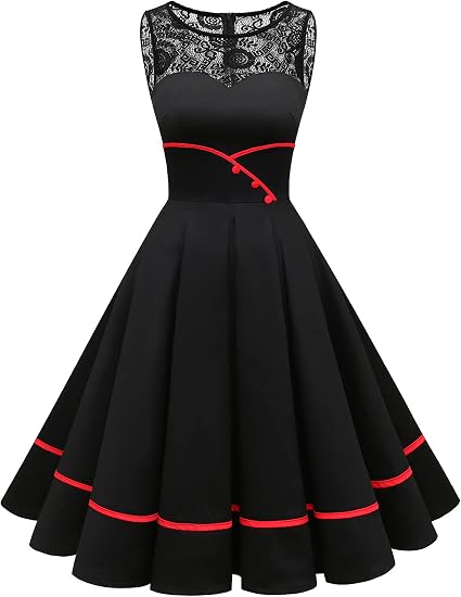 Bbonlinedress Women 50s Vintage Retro Rockabilly Cocktail Party Swing Dress - sugar skull dress
