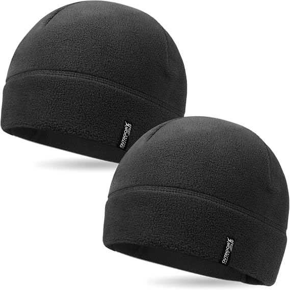 OUTDOOR SHAPING 2 Pack Tactical Fleece Watch Caps, Winter Beanies - skull hat