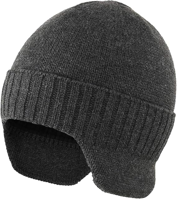 Home Prefer Mens Winter Hat Knit Earflap Hat Stocking Caps with Ears Beanie Hat - skull watch
