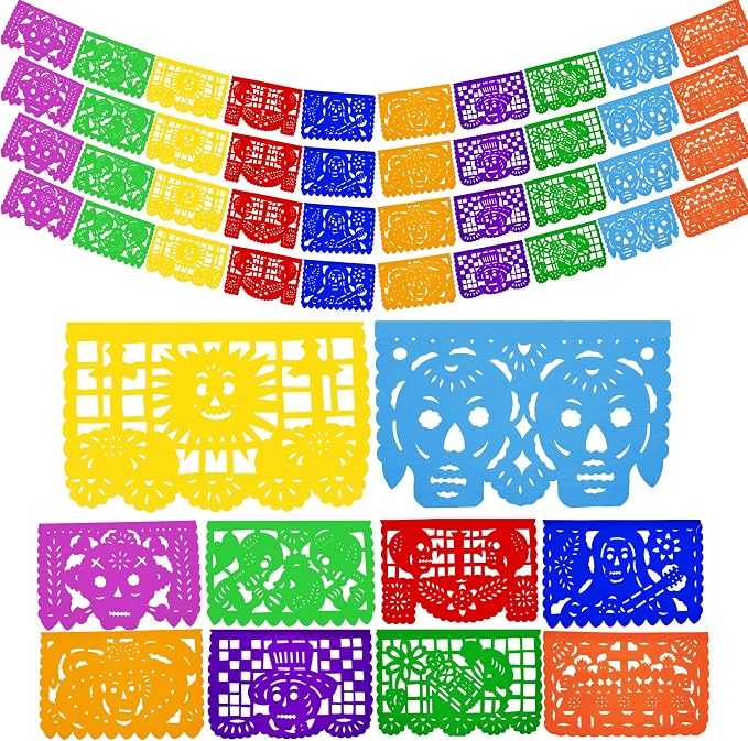 Dia de los Muertos Decorations, Papel Picado Banner, Made in Mexico, 4-Pack - skull toilet paper