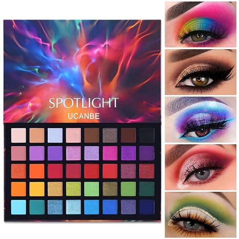 UCANBE Spotlight Eyeshadow Palette Professional 40 Color Eye Shadow Matte Shimmer Makeup Pallet Highly Pigmented Colorful Powder Long Lasting Waterproof Eye Shadow - sugar skull makeup