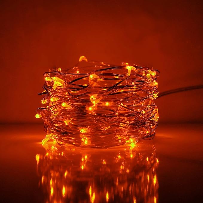 ANJAYLIA Orange Halloween Fairy String Lights Battery Operated, 10Ft 30 LED - string light