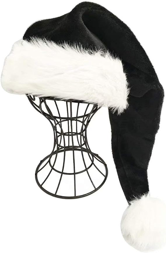 OLLULL Deluxe Adults Santa Hat for Colorful Christmas Available Colors: Black, Green, Blue, Pink, Red - skeleton