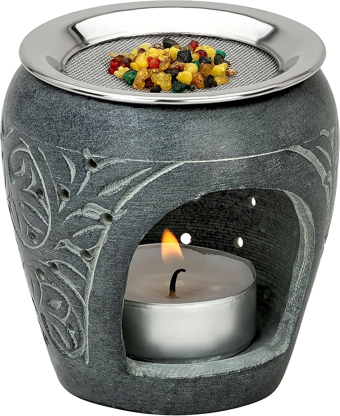 Incense Burner/Incense Holder Made from Soapstone to use with tealight Height 3.15 inch - skull incense burner