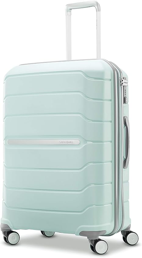 Samsonite Freeform Hardside Expandable with Double Spinner Wheels, Mint Green, Checked-Medium 24-Inch - skull suitcase