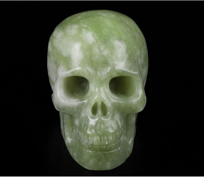 Skullis 2.0" Chinese Picasso Crystal Skull, Hand Carved Gemstone Fine Art Sculpture, Reiki Healing Stone Statue.1027 - skull figurine