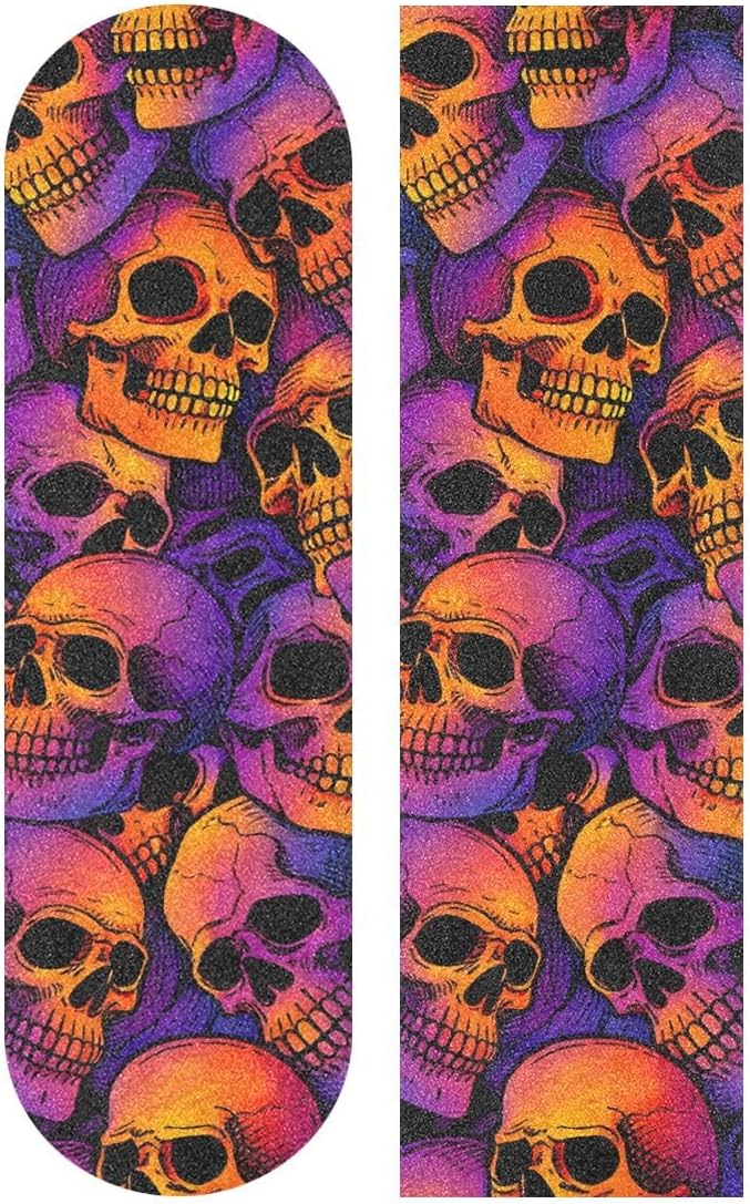 Skull Puttern Skateboard Grip Tape Sheet Scooter Deck Sand Paper 9" x 33" - skull sticker