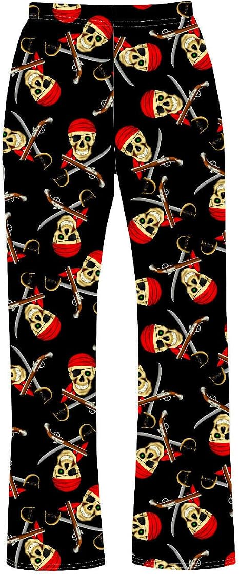 Insanity Pirate Skull Guns Swords Printed Loungewear Pyjamas Pants - skull pajamas