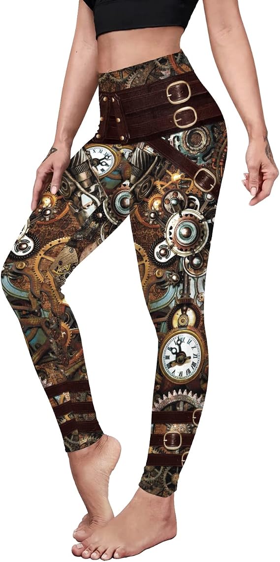 Women Steampunk Retro Leggings Comic Cosplay Punk Print Polyester Gothic Trousers Capris Pants S-4XL Plus Size - skull leggings