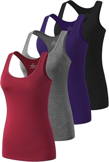Star Vibe Racerback Workout Tank Tops for Women Basic Athletic Tanks Yoga Shirt Sleeveless Exercise Tops 4 Pack - skull tank tops