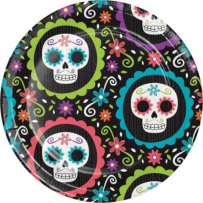 Day of the Dead Dessert Plates, 8 ct - skull plate