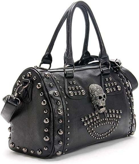 Women Skull Handbag Gothic Rivet Tote Satchel Shoulder Crossbody Bag - sugar skull handbags for sale
