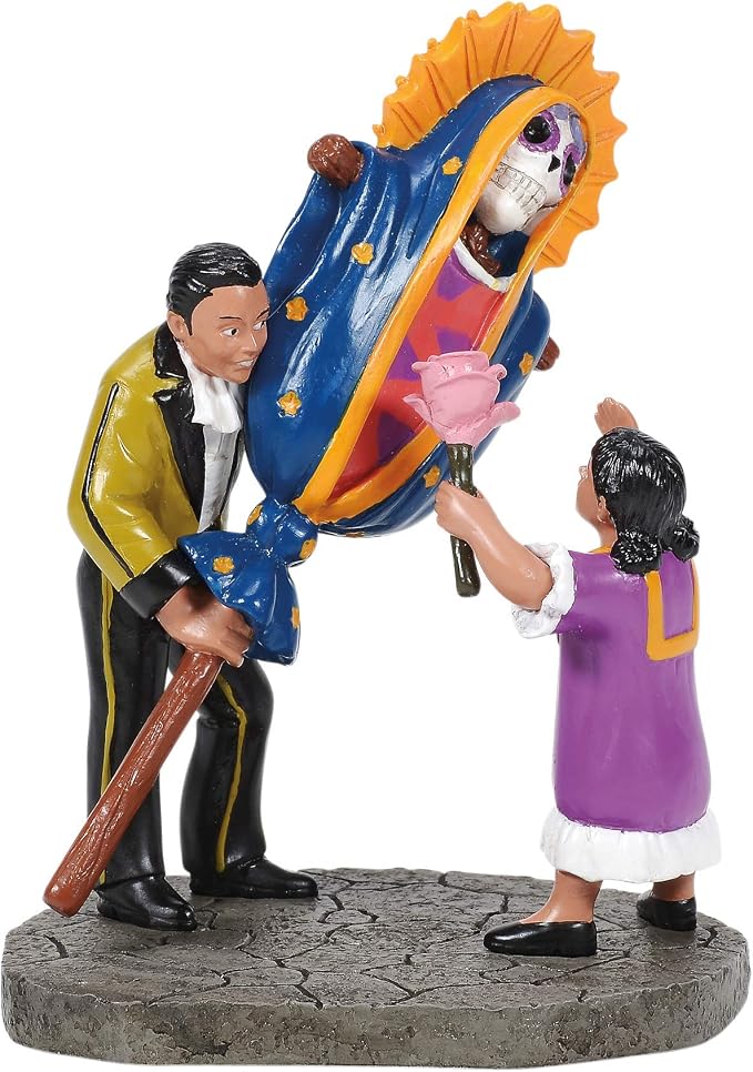Department 56 Snow Village Halloween Accessories Celebrating Lady of Guadalupe Figurine, 3.74 Inch, Multicolor - skull figurine