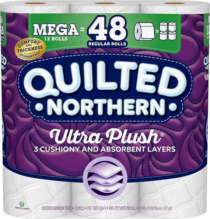Quilted Northern Ultra Plush Toilet Paper, 12 Mega Rolls = 48 Regular Rolls, 3-Ply Bath Tissue - skull toilet paper