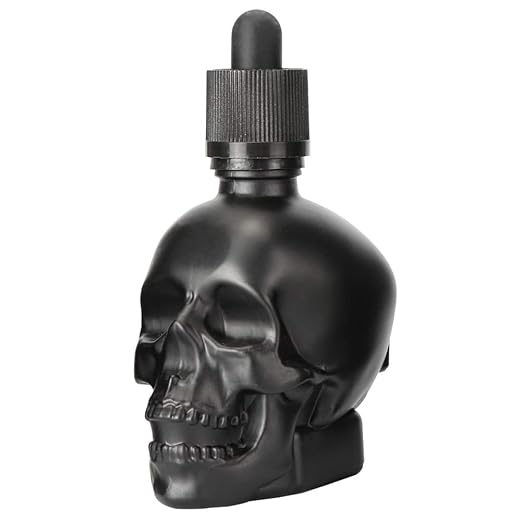 Tvoip Skull Bitter Bottle – 1oz/30ml Glass Dropper with Pipette – Halloween, Cocktail Bar, Essential Oil Bottle