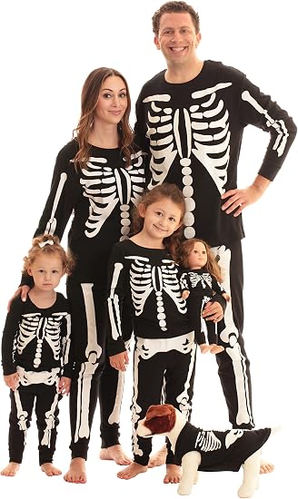 #followme Matching Halloween Pajamas for Family and Couples - skull pajamas