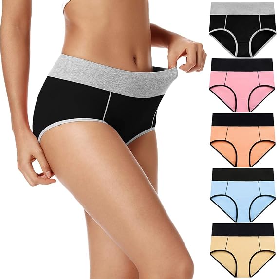POKARLA Womens Cotton Underwear High Waist Full Coverage Briefs Soft Breathable Postpartum Panties Stretch Underpants - skull swimsuit