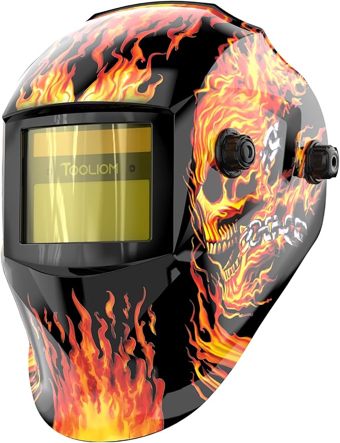 TOOLIOM Auto Darkening Solar Powered Welding Helmet for TIG MIG ARC - skull helmet