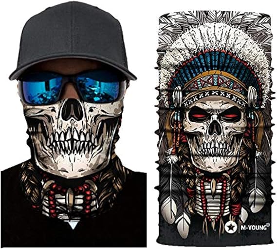Skull Face Mask Bandanas, Neck Gaiter, Headwear, Magic Scarf, Headband for dust Sun Wind - skull headband
