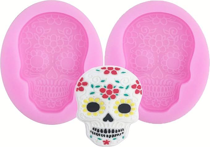2 Piece funny Skull Silicone Moulds for Cake Decoration, Sugarcraft, Cupcake Topper, Soap,Crafting Projects, Cookie Decor, Jewelry,Chocolate, Pastry, Polymer Clay, Epoxy Resin - skull ashtray
