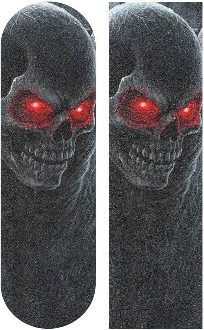 SUABO Skateboard Grip Tape Skull Scooter Griptape Deck Sandpaper Longboard Sheet Sticker 9" x 33" - skull sticker