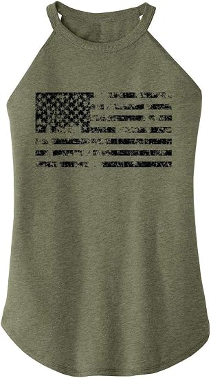 USA Flag Tank Top Women Halter Sleeveless Shirt Summer Racerback Vest - skull tank tops