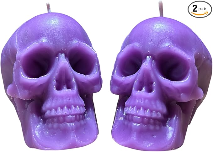 2pcs Purple Skull Candles for Help in Clairvoyance and Divination(Witch, aessthetic, Skeleton, Goth, Spooky, Ritual, Fireplace, Decor, Bloody, Brain, Spiritual, Weird, Satanic, drip)