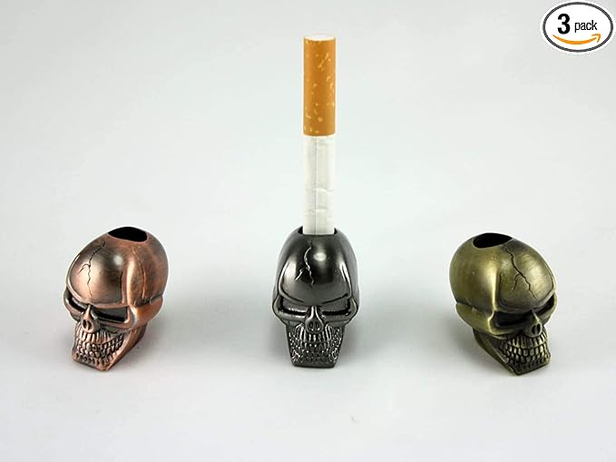 Stainless Steel Skull Cigarette Snuffers Instant Cigarette Extinguishers for Ashtrays Pack of 3 - skull ashtray