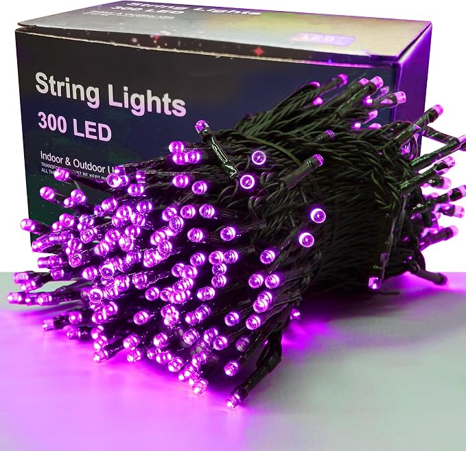 300 LED Halloween Lights, 98.5FT Halloween String Lights with 8 Lighting Modes, Waterproof & Connectable Mini Light, Plug in for Indoor Outdoor Holiday Christmas Party Bedroom Decorations (Purple) - string light
