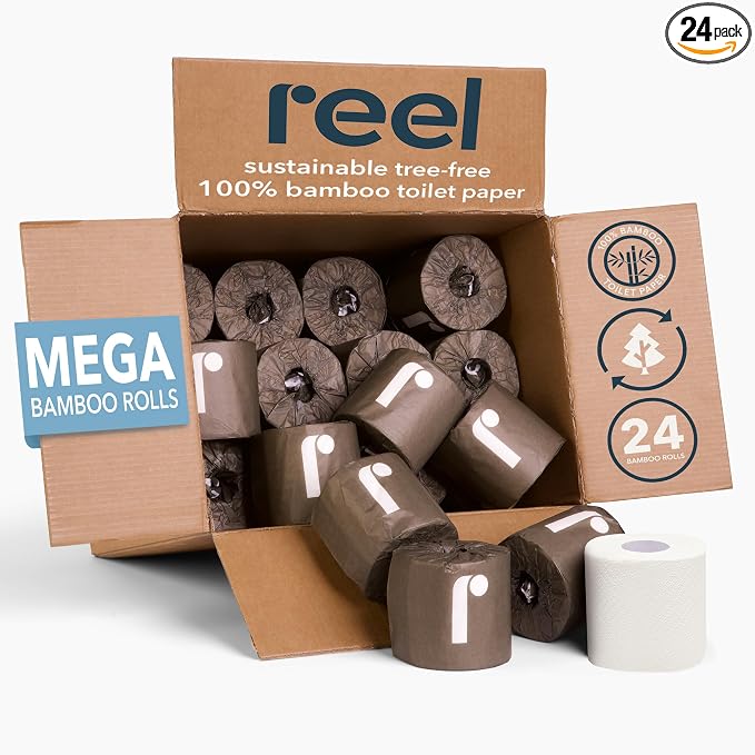 Reel Premium 3-Ply Bamboo Toilet Paper - 24 Rolls, 300 Sheets per Roll - skull toilet paper