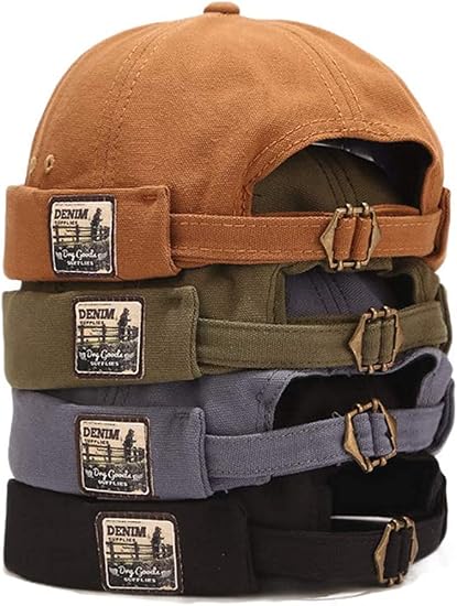 Milcraft Mens Cotton Patch Brimless Skullcap Sailor Cap Rolled Cuff Retro Beanie Hat 4 Pack - skull hat