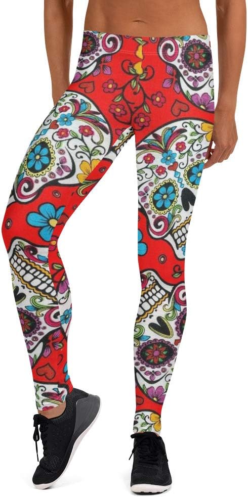 Red Sugar Skulls Leggings - skull leggings