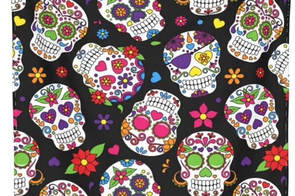 BLUBLU Day of The Dead Sugar Skull Flannel Fleece Bed Blanket Throw Blanket Lightweight Cozy Plush Blanket for Bedroom Living Rooms Sofa Couch 50″x40″