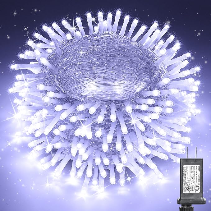 Christmas Lights Cool White, 75 Ft 200 LED Christmas String Lights Connectable, 8 Modes, Timer, Waterproof Fairy Twinkle Lights for Party, Garden, Patio, Home, Wedings, Holiday, Xmas Tree Decorations - string light