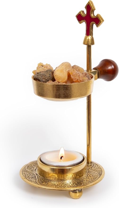 Christian Incense Burner, Cross Incense Holder - Tea Light Candle or Charcoal Resin Heated for Home Decor, Beautiful Adjustable Design for Worship and Spiritual Gifts, Offering a Calming Atmosphere. - skull incense burner