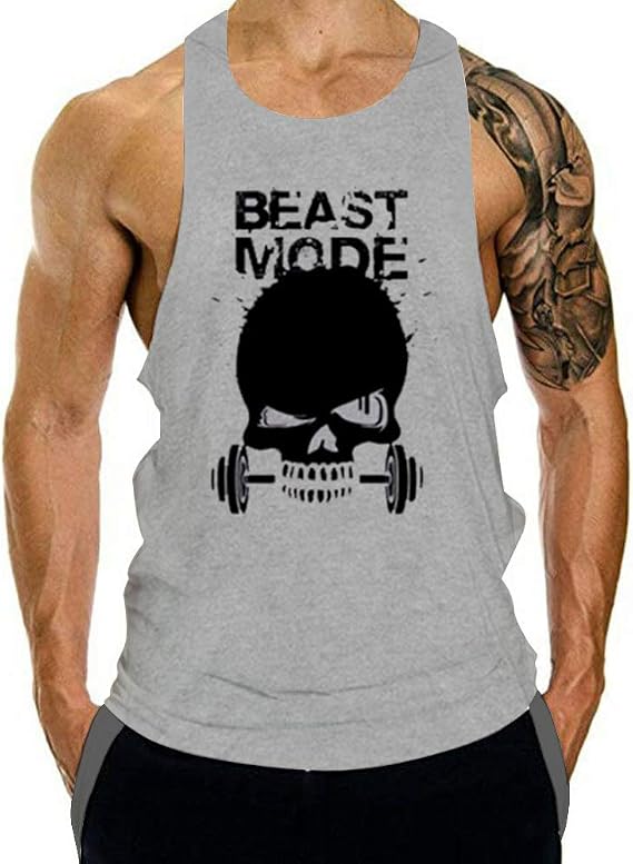 GZXISI Men's Gym Bodybuilding Stringer Tank Top Workout Muscle Cut Shirt Fitness Sleeveless Vest - skull tank tops