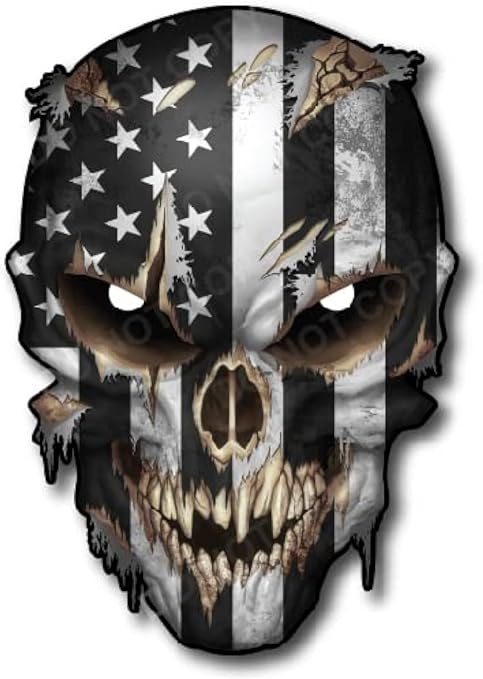 Skull with Reflective Eyes American Flag Vinyl Decal Stickers Car Truck Sniper Marines Army Navy Military Graphic