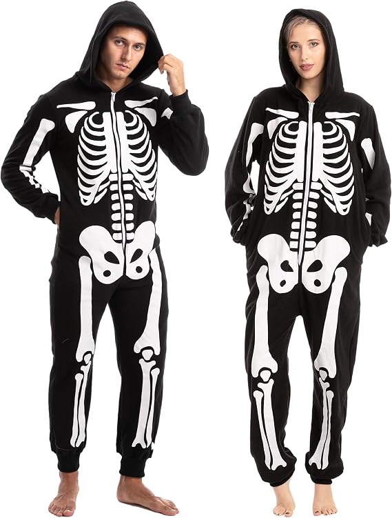 Spooktacular Creations Halloween Skeleton Costume, Unisex Skeleton Costume Jumpsuit for Adult Halloween Themed Parties