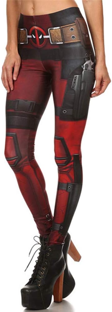 Women Steampunk Leggings Comic Cosplay Retro Punk Warrior Print Gothic Tattoo Stretchy Pants - Reg, Plus - skull leggings